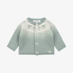 Tartine et Chocolat-Boys Wool Blend Green Cardigan | Childrensalon Outlet