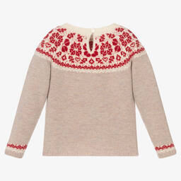 Tartine et Chocolat-Girls Beige Wool Sweater | Childrensalon Outlet