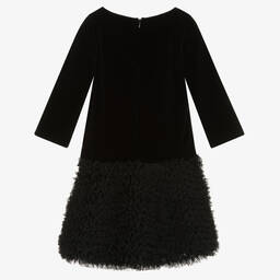 Tartine et Chocolat-فستان مخمل وتول لون أسود | Childrensalon Outlet
