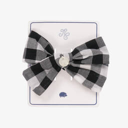 Tartine et Chocolat-Girls Black & White Gingham Hair Clip (8cm) | Childrensalon Outlet