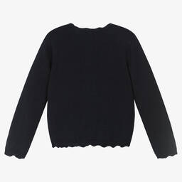 Tartine et Chocolat-Girls Blue Floral Knit Cardigan | Childrensalon Outlet