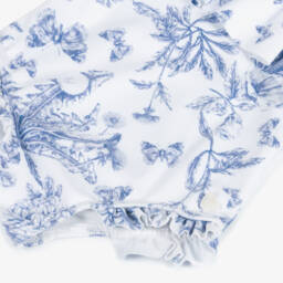 Tartine et Chocolat-Girls Blue Floral Print Swimsuit | Childrensalon Outlet