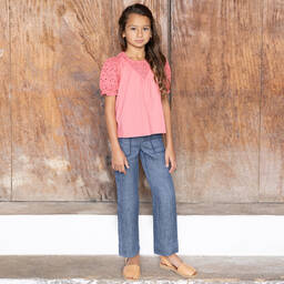 Tartine et Chocolat-Синие брюки из льняного шамбре | Childrensalon Outlet