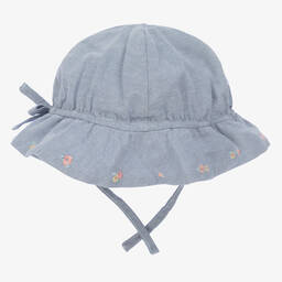 Tartine et Chocolat-Girls Blue Oxford Cotton Hat | Childrensalon Outlet