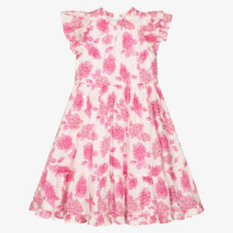 Tartine et Chocolat-Girls Blush Floral Ruffle Dress | Childrensalon Outlet