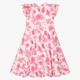 Tartine et Chocolat-Girls Blush Floral Ruffle Dress | Childrensalon Outlet