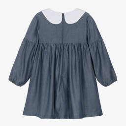Tartine et Chocolat-Girls Chambray Embroidered Collar Dress | Childrensalon Outlet