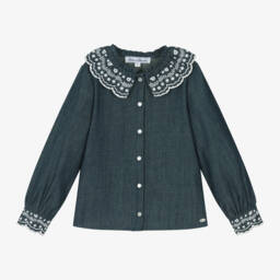 Tartine et Chocolat-بلوزة شامبراي لون أزرق | Childrensalon Outlet