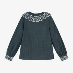 Tartine et Chocolat-بلوزة شامبراي لون أزرق | Childrensalon Outlet