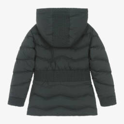 Tartine et Chocolat-Girls Charcoal Quilted Puffer Jacket | Childrensalon Outlet