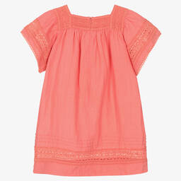 Tartine et Chocolat-Girls Coral Pink Linen Dress | Childrensalon Outlet