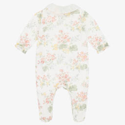 Tartine et Chocolat-Кремовый хлопковый ромпер с цветочным узором для девочек | Childrensalon Outlet