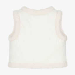 Tartine et Chocolat-Girls Cream Floral Faux Suede Vest | Childrensalon Outlet