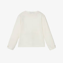 Tartine et Chocolat-Кремовый вязаный кардиган с цветами для девочек | Childrensalon Outlet