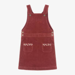 Tartine et Chocolat-Girls Dark Rose Cord Pinafore | Childrensalon Outlet