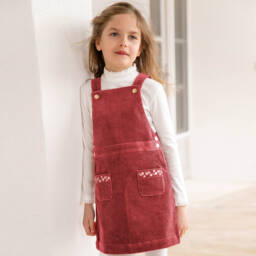Tartine et Chocolat-Girls Dark Rose Cord Pinafore | Childrensalon Outlet