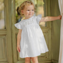 Tartine et Chocolat-فستان أبيض مطرز للبنات | Childrensalon Outlet