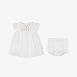 Tartine et Chocolat-فستان أبيض مطرز للبنات | Childrensalon Outlet