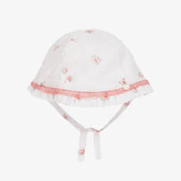 Tartine et Chocolat-قبعة بيضاء ناعمة مزينة بالورود للبنات | Childrensalon Outlet