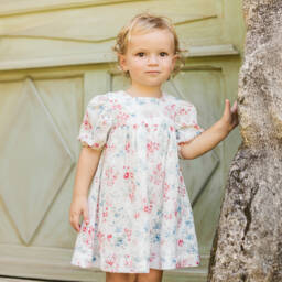 Tartine et Chocolat-فستان أبيض أنيق للبنات بتطريز زهور | Childrensalon Outlet