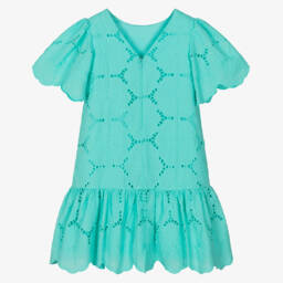 Tartine et Chocolat-فستان زهر القطن الأخضر للبنات | Childrensalon Outlet