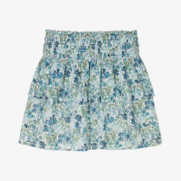 Tartine et Chocolat-Girls Floral Blue Cotton Skirt | Childrensalon Outlet