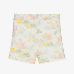Tartine et Chocolat-Girls Floral Ivory Linen Shorts | Childrensalon Outlet
