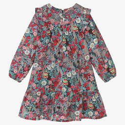 Tartine et Chocolat-فستان قطن لون أسود وزهري بطبعة ورود | Childrensalon Outlet