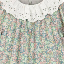 Tartine et Chocolat-Girls Green Floral Liberty Print Dress | Childrensalon Outlet