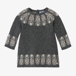 Tartine et Chocolat-Girls Grey Cashmere Blend Dress | Childrensalon Outlet