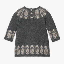 Tartine et Chocolat-Girls Grey Cashmere Blend Dress | Childrensalon Outlet