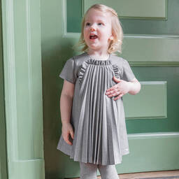 Tartine et Chocolat-Серое плиссированное платье | Childrensalon Outlet