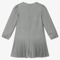 Tartine et Chocolat-Girls Grey Pleated Flannel Dress | Childrensalon Outlet