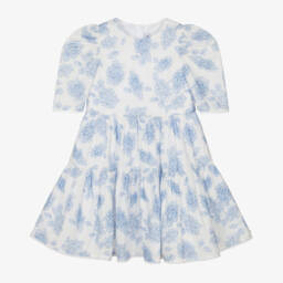 Tartine et Chocolat-Girls Ivory & Azure Floral Dress | Childrensalon Outlet