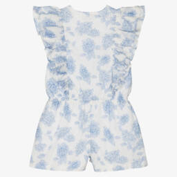 Tartine et Chocolat-جمبسوت بناتي عاجي وأزرق مزهر | Childrensalon Outlet