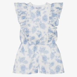 Tartine et Chocolat-جمبسوت بناتي عاجي وأزرق مزهر | Childrensalon Outlet