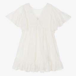 Tartine et Chocolat-Girls Ivory Cotton Lace Dress | Childrensalon Outlet
