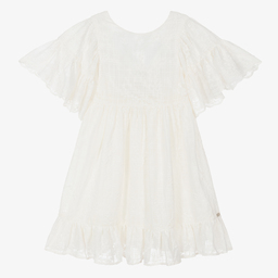 Tartine et Chocolat-Girls Ivory Cotton Lace Dress | Childrensalon Outlet