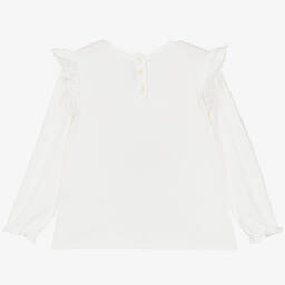 Tartine et Chocolat-Girls Ivory Cotton & Modal Lace Blouse | Childrensalon Outlet