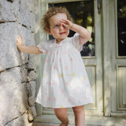 Tartine et Chocolat-Girls Ivory Floral Cutwork Dress | Childrensalon Outlet