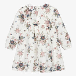 Tartine et Chocolat-فستان أطفال بناتي قطن لون عاجي بطبعة ورود | Childrensalon Outlet