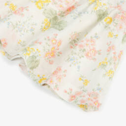 Tartine et Chocolat-Girls Ivory Floral Linen Frock | Childrensalon Outlet