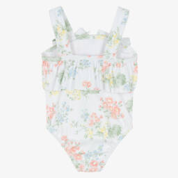 Tartine et Chocolat-Girls Ivory Floral Ruffle Swimsuit | Childrensalon Outlet