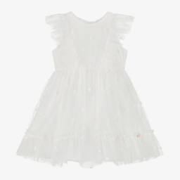 Tartine et Chocolat-Girls Ivory Floral Tulle Gown | Childrensalon Outlet