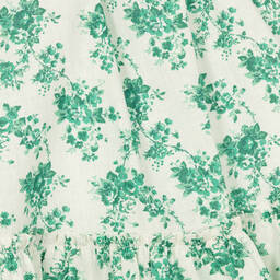 Tartine et Chocolat-Girls Ivory & Green Floral Cotton Dress | Childrensalon Outlet