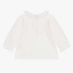 Tartine et Chocolat-Girls Ivory Modal & Cotton Top | Childrensalon Outlet