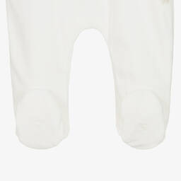 Tartine et Chocolat-Кремовый велюровый комбинезон с кружевными рюшами | Childrensalon Outlet