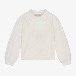 Tartine et Chocolat-Girls Ivory Wool & Cashmere Pullover | Childrensalon Outlet