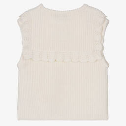 Tartine et Chocolat-Girls Ivory Wool & Cashmere Sweater Vest | Childrensalon Outlet