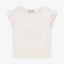 Tartine et Chocolat-Girls Ivory Wool & Cashmere Vest | Childrensalon Outlet